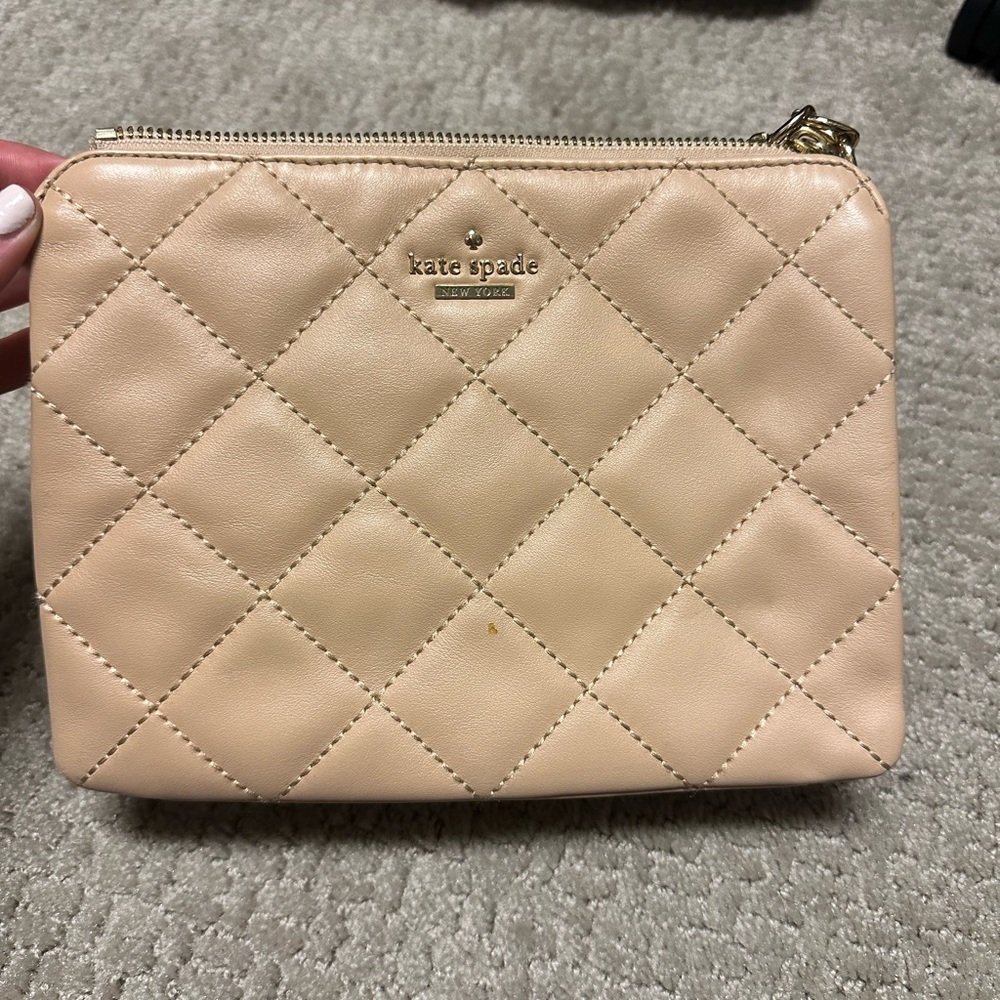 Kate Spade Nude/Pink Quilted Cosmetic Case